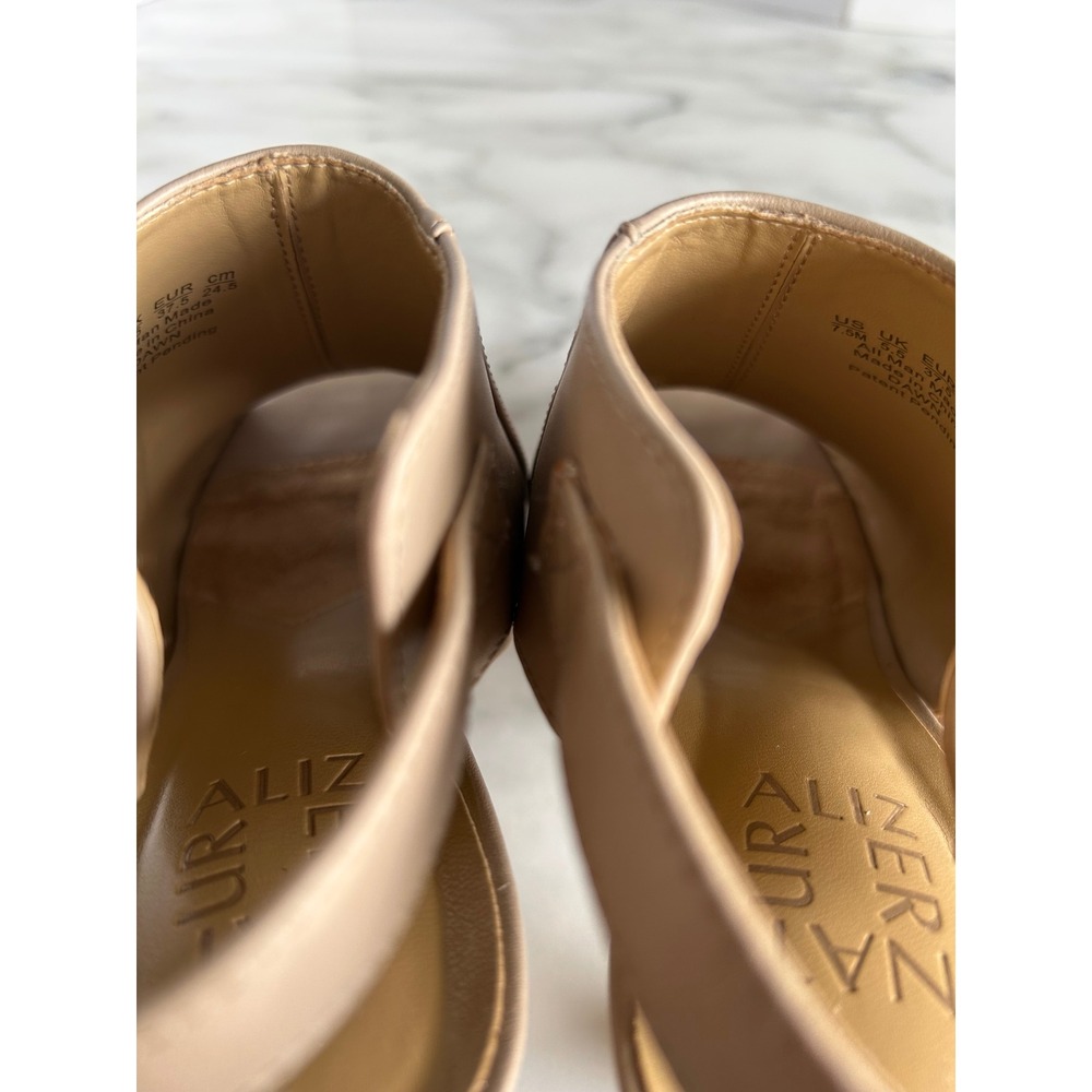 Naturalizer Womens Beige Slingback Buckle Peep Toe Platform Block Heels 7.5M - Picture 5 of 14